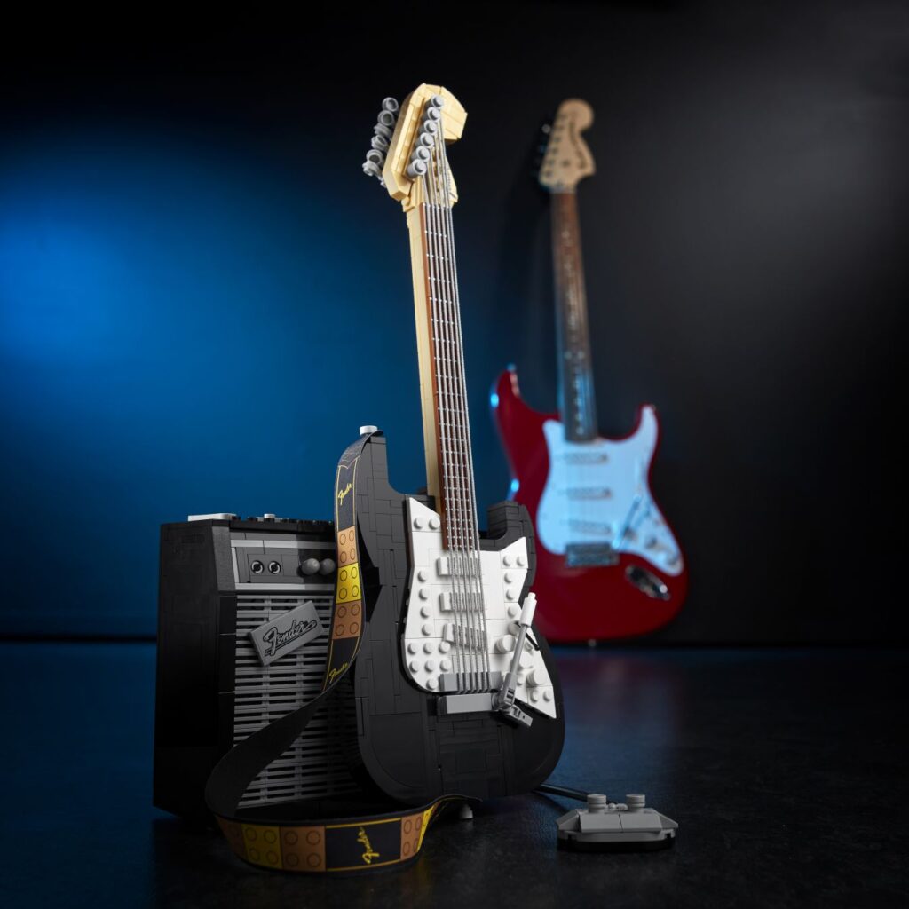 Bricks in Bits LEGO review Ideas Fender® Stratocaster® set revisión guitarra guitar Fender Stratocaster 21329 music instruments