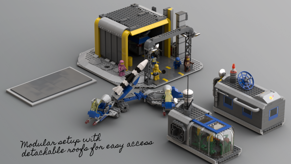 Bricks in Bits LEGO review revision MOC la base de Benny spaceship spacestation space classic modular BiB 90 aniversario