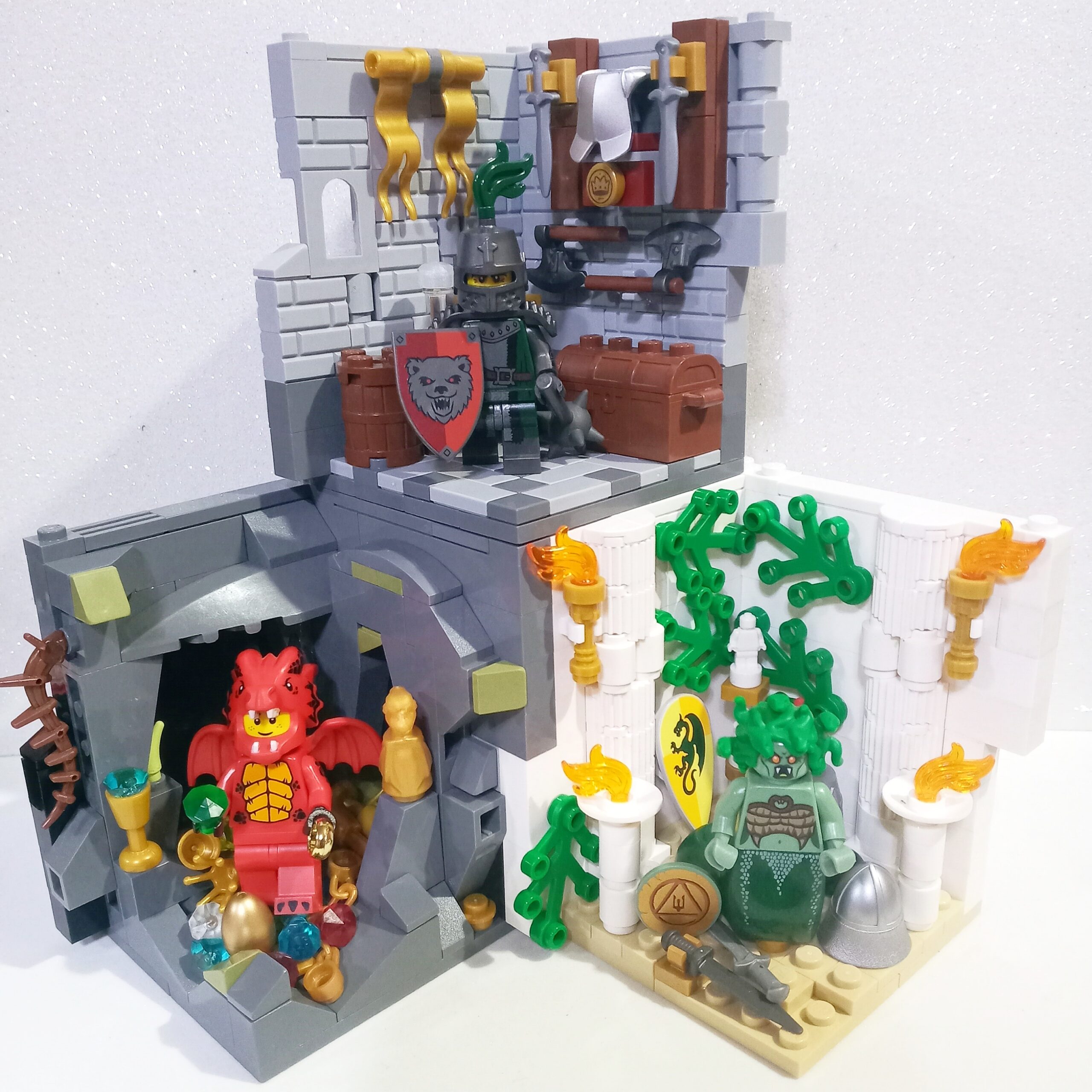 Bricks in Bits LEGO monohabitats de cuentos y mitología Dorothy Ariel Triton Caballero Medusa Rapunzel Minotauro Caperucita Dragon